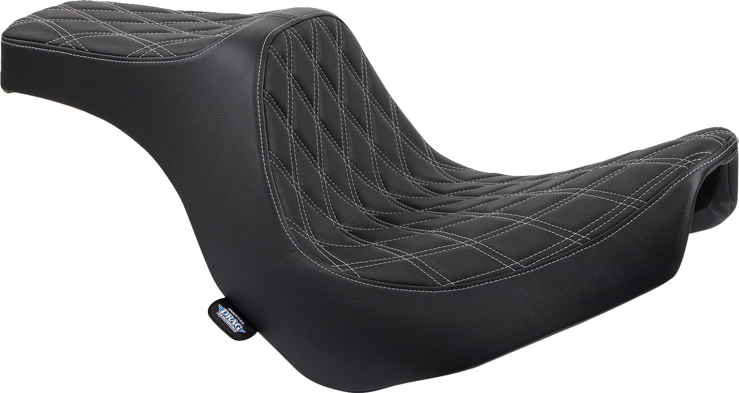 DRAG SPECIALTIES Predator III Seat - Double Diamond - Black w/ Silver Stitching - FL/FX '18-'22 0802-1493