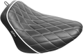 LE PERA Bare Bones Solo Seat - Diamond Stitch w/ White Stitching/Piping - Black - Softail LYX-007DMWTP