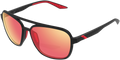 100% Kasia Aviator Sunglasses - Round - Black - Red Mirror 61042-100-43