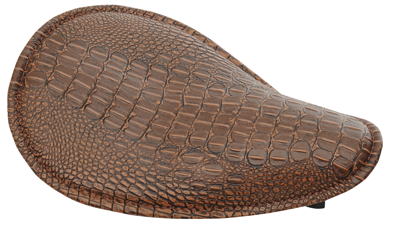 DRAG SPECIALTIES Seat - Spring Solo - Low-Profile - Small - Faux Alligator/Brown Stitching 0806-0096