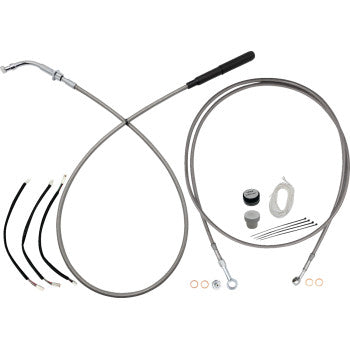 FAT BAGGERS INC. EZ Install Kit - 11" Handlebars - Upper Clutch - Full Length - Braided Stainless Steel/Chrome 249011-C