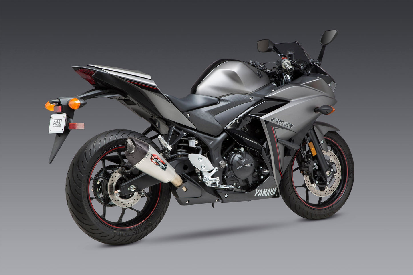 Yoshimura At2 Street Slip-On, Yzf-R3 15-22 Exhaust System Works Finish, Stainless /Carbon 13320bp523