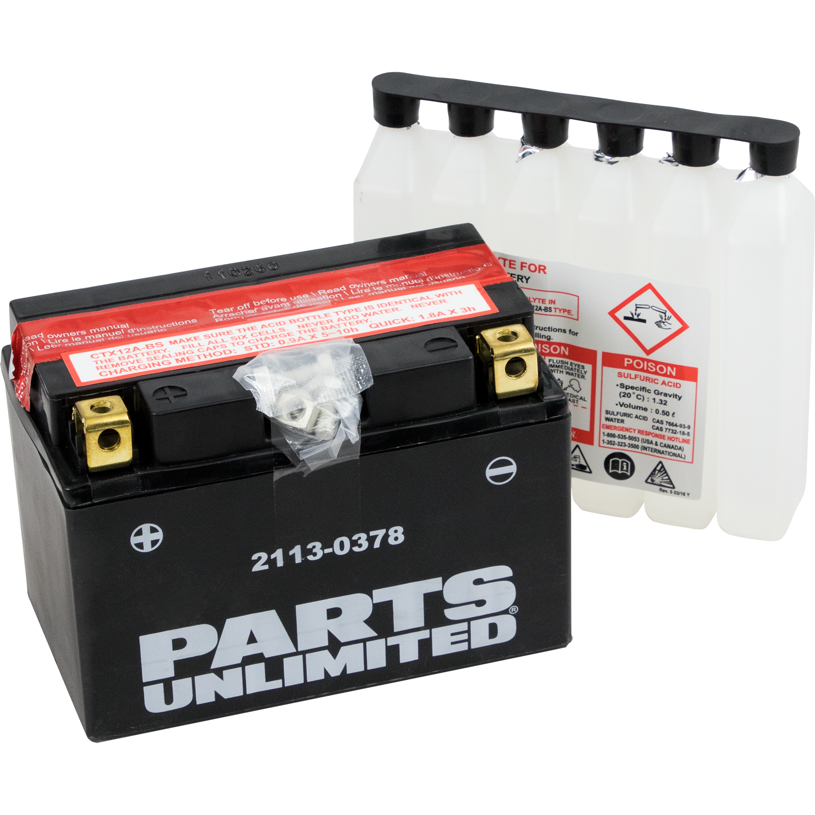 Parts Unlimited Agm Battery - Ytx12a-Bs Ctx12a-Bs