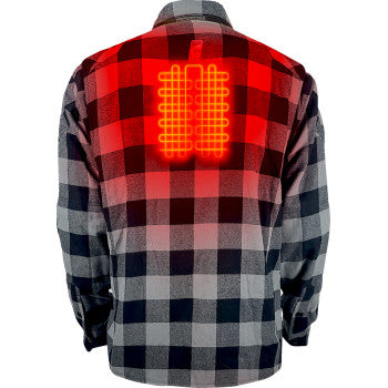 GERBING HEATED CLOTHING 7 V Battery Heated Flannel Shirt - Gray/Black - Large GER7VFS-BG-L
