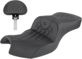 SADDLEMEN Roadsofa Seat - With Backrest - Full Lattice Stitch - Black - Indian I20-06-182BR