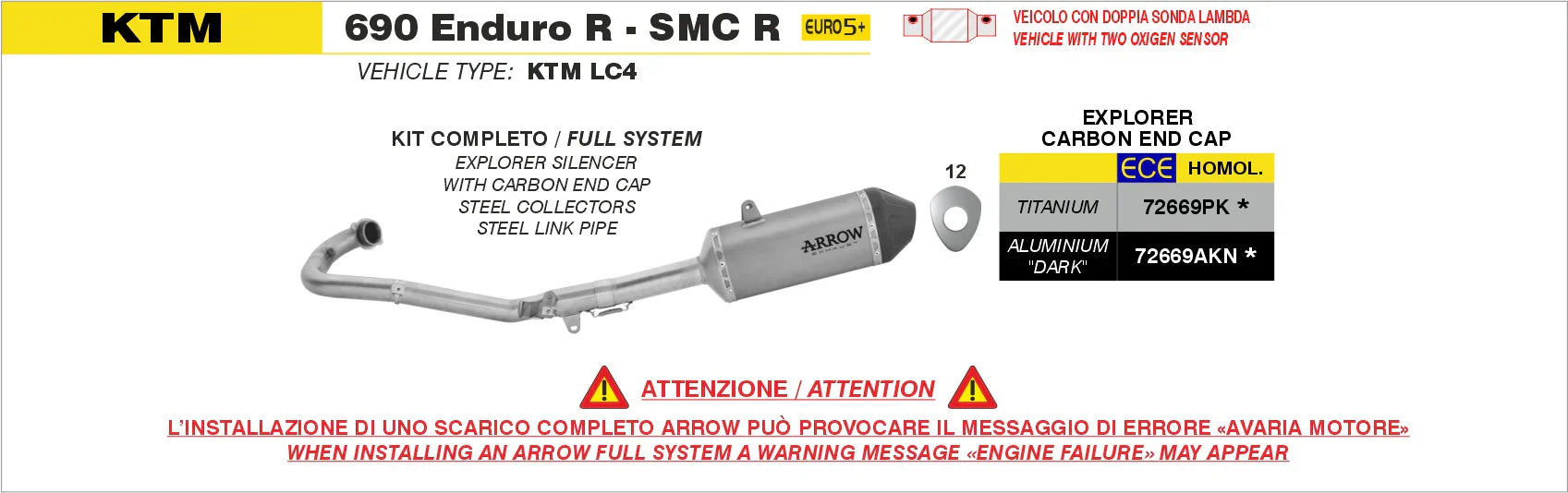 KTM 690 ENDURO R / 690 SMC R E5+ '25/'26 FULL SYSTEM WITH EXPLORER TITANIUM EXHAUST - 72669pk
