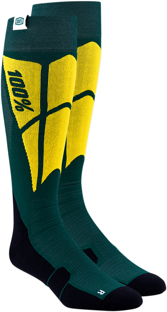 100% Hi-Side Performance Socks - Green - Large/XL 24008-005-18