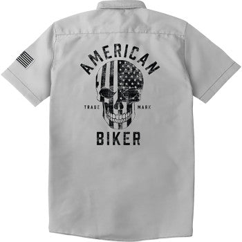 American Biker Biker Sam Contrast Stitch Shop Shirt - Gray/Black - Large ABBSAM17ST8SBLR