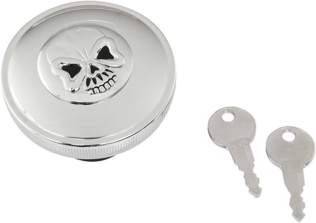 DRAG SPECIALTIES Gas Cap - Vented Skull Locking - Chrome 03-0320AS-A