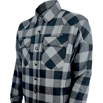 GERBING HEATED CLOTHING 7 V Battery Heated Flannel Shirt - Gray/Black - Large GER7VFS-BG-L