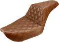 SADDLEMEN Step-Up Seat - Full Lattice Stitch - Brown - Dyna 896-04-175BR