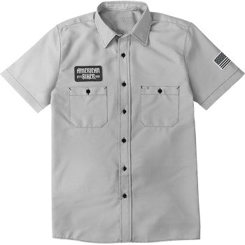 American Biker Biker Sam Contrast Stitch Shop Shirt - Gray/Black - Large ABBSAM17ST8SBLR