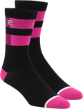 100% Flow Socks - Black/Fluorescent Pink - Large/XL 24005-491-18