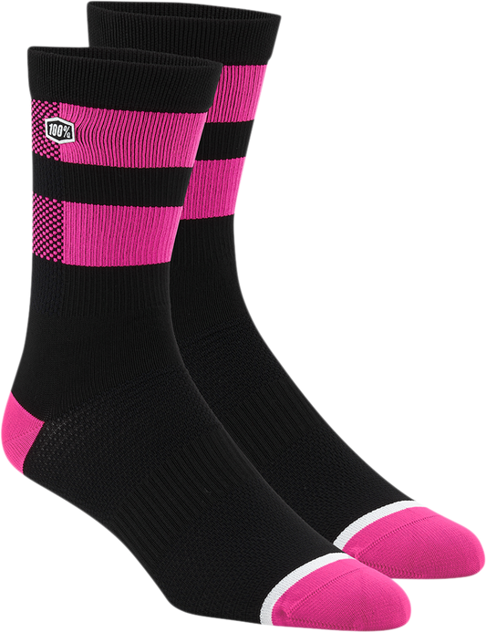 100% Flow Socks - Black/Fluorescent Pink - Small/Medium 24005-491-17