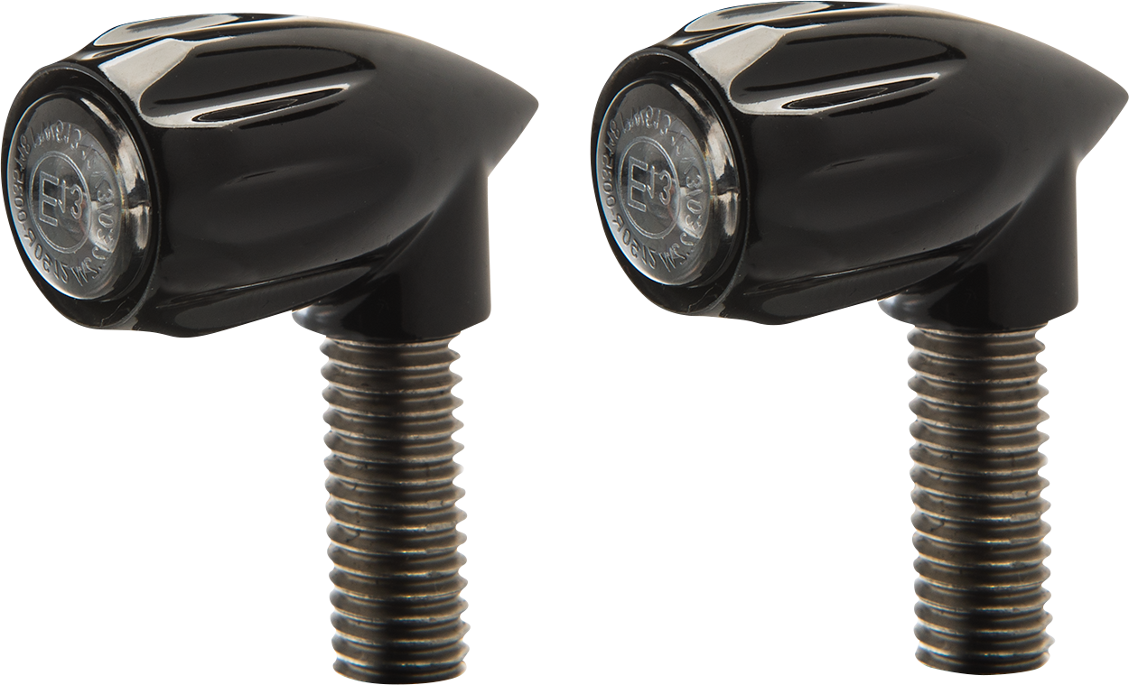 KODLIN MOTORCYCLE 3-1 Bullet Rear Indicator Lights - Grooved - Black K68461