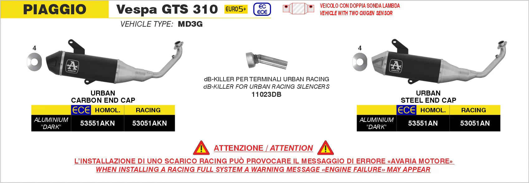 Arrow Exhaust 11023DB