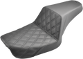 SADDLEMEN Step-Up Seat - Front Lattice Stitch - Black - Dyna 804-04-172