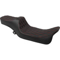 DRAG SPECIALTIES Predator III Seat - Extended Reach - Double Diamnd - Red Stitching - FLH/FLT '08-'24 0801-1925