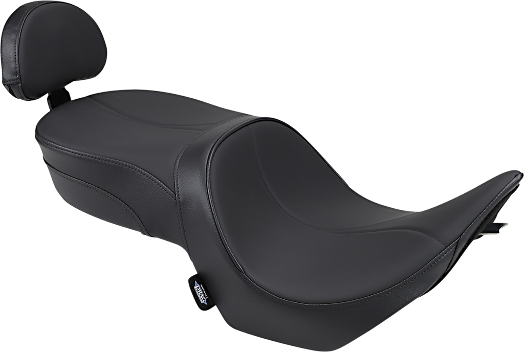 DRAG SPECIALTIES Seat - Low-Profile - Touring - With Passenger Backrest - Mild Stitch - Black 14.5" FR WIDTH 13" REAR 0810-1585