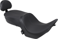 DRAG SPECIALTIES Seat - Low-Profile - Touring - With Passenger Backrest - Mild Stitch - Black 14.5" FR WIDTH 13" REAR 0810-1585