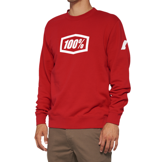 100% Icon Long-Sleeve Fleece Sweatshirt - Red - Medium 20026-00011