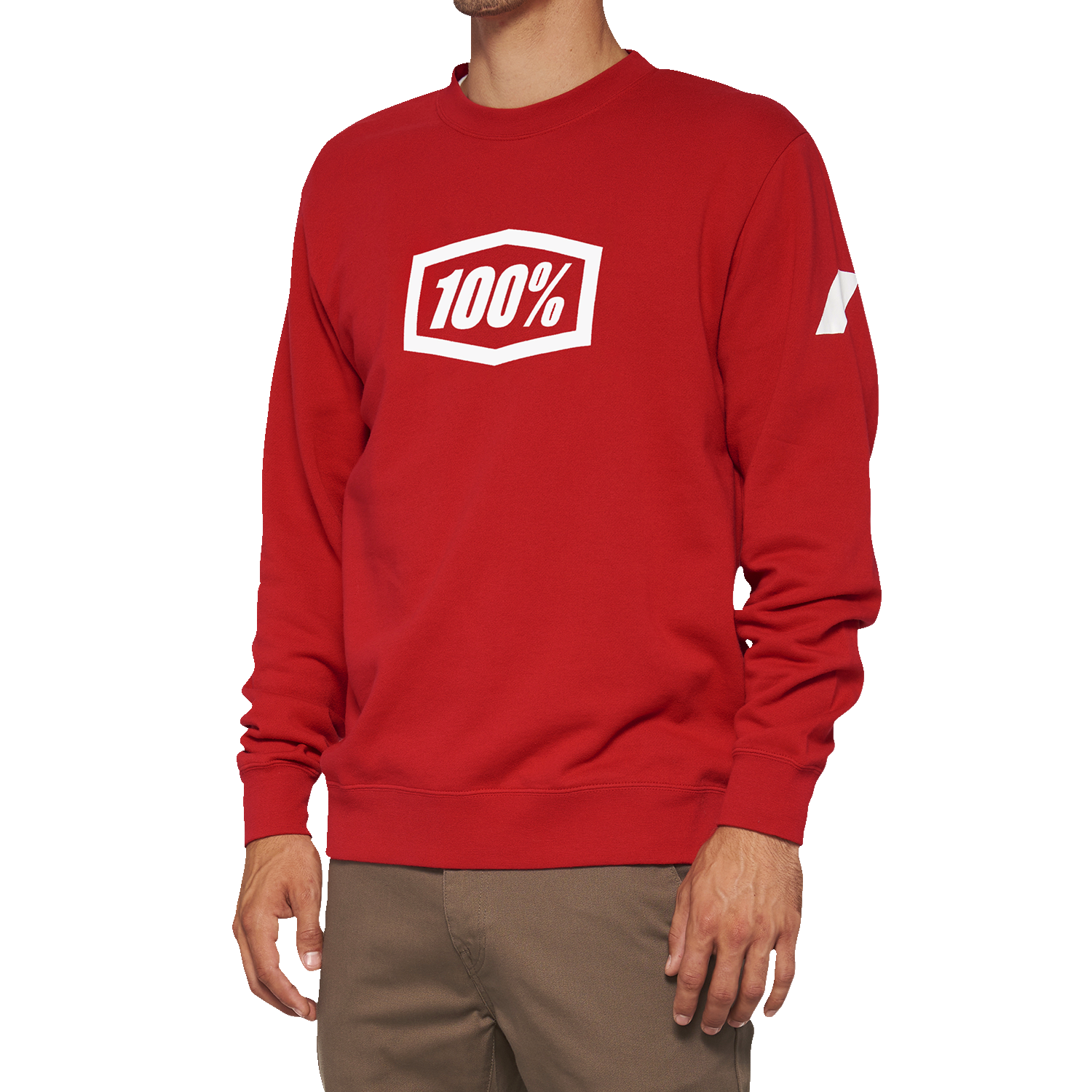 100% Icon Long-Sleeve Fleece Sweatshirt - Red - 2XL 20026-00014