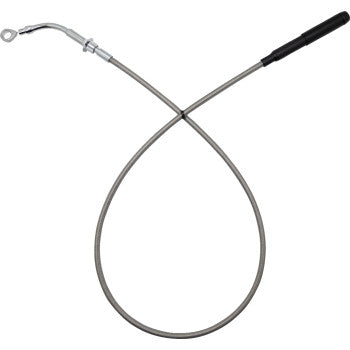 FAT BAGGERS INC. EZ Install Upper Clutch Cable - FLH/FLT - +2" - Braided Stainless Steel/Chrome 118002-C