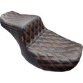 LE PERA Tailwhip Seat - Burnt Orange Double Diamond Stitch - FLH/FLT -'23-'24 LV-587DD-OB4