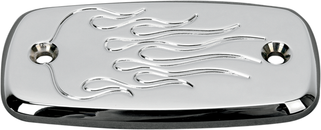 BARON Master Cylinder Cover - Flame - Suzuki - Chrome BA-7681-03