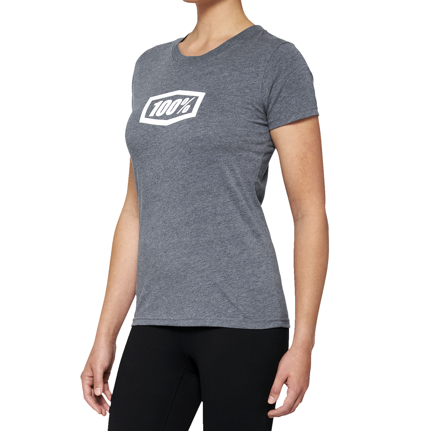 100% Women's Icon T-Shirt - Heather Gray - Large 20002-00006