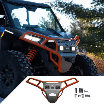RAVEK Front Bumper/Skid Plate with Amber Lights - Red - RZR XP 1000 64-317RDLA