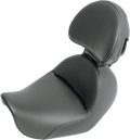 SADDLEMEN Heels Down Solo Seat - With Backrest - Plain - Black - Dyna 806-04-0041