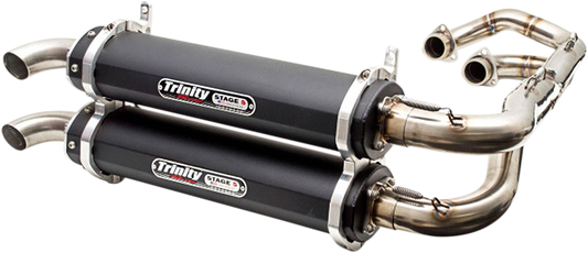 TRINITY RACING Dual Exhaust - Black RZR 4 Turbo/General 1000 /RZR S      T/TR-4162D-BK