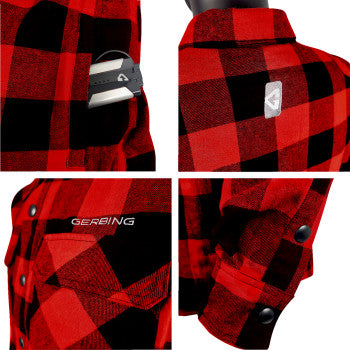 GERBING HEATED CLOTHING 7 V Battery Heated Flannel Shirt - Red/Black - Medium GER7VFS-RB-M