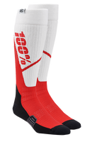 100% Torque Comfort Moto Socks - White/Red - Small/Medium 20053-00009