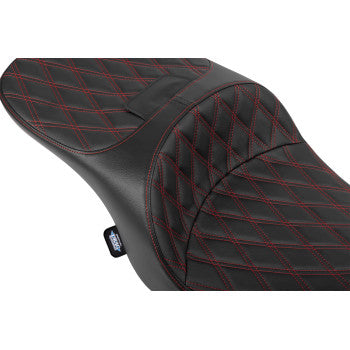 DRAG SPECIALTIES SEATS Forward Position Freedom Seat - Vinyl - Red Double Diamond Stitch - FLH/FLT '23-'25 0801-2170