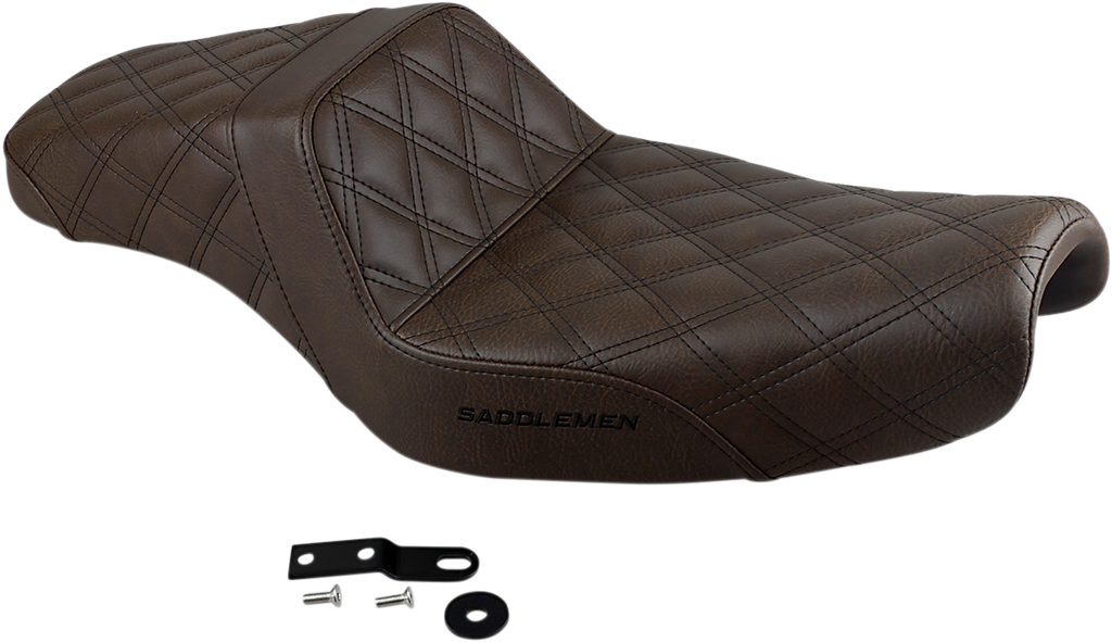 SADDLEMEN Step-Up Seat - Full Lattice Stitch - Brown - XL 807-11-175BR