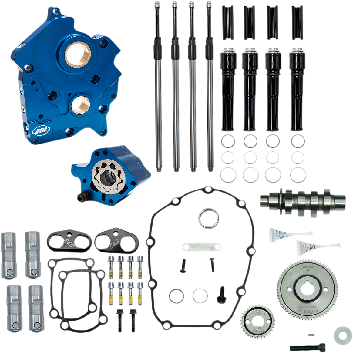 S&S CYCLE Cam Chest Kit with Plate M8 - Gear Drive - Oil Cooled - 475 Cam - Black Pushrods 310-1014A