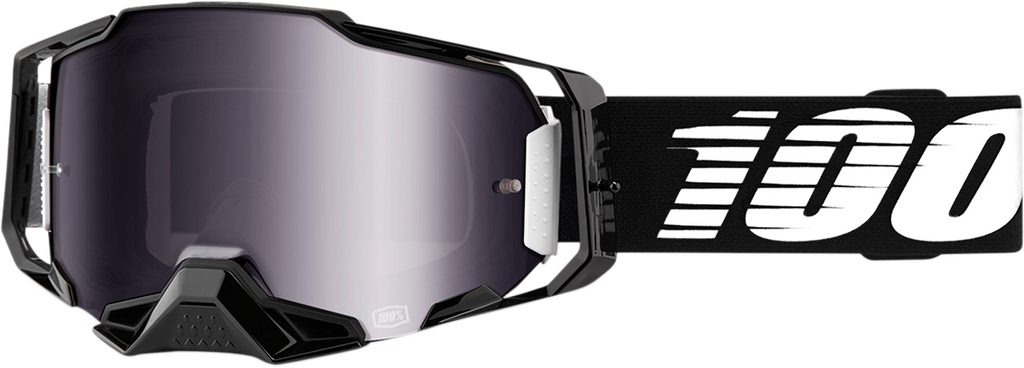 100% Armega Goggles - Black - Silver Flash Mirror 50005-00001
