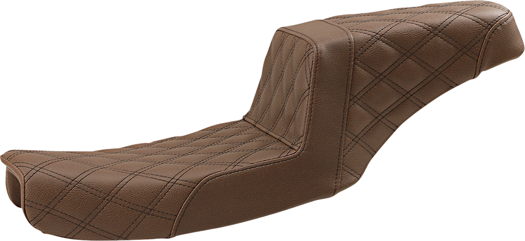 SADDLEMEN Step-Up Seat - Full Lattice Stitch - Brown - Dyna 891-04-175BR
