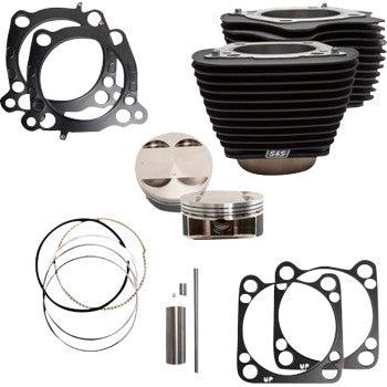 S&S CYCLE Cylinder Kit - 4.625" Stroke - Wrinkle Black w/o Highlights - M8 910-0763A