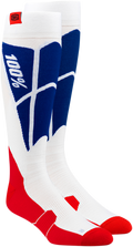 100% Hi-Side Performance Socks - White/Blue - Small/Medium 24008-022-17