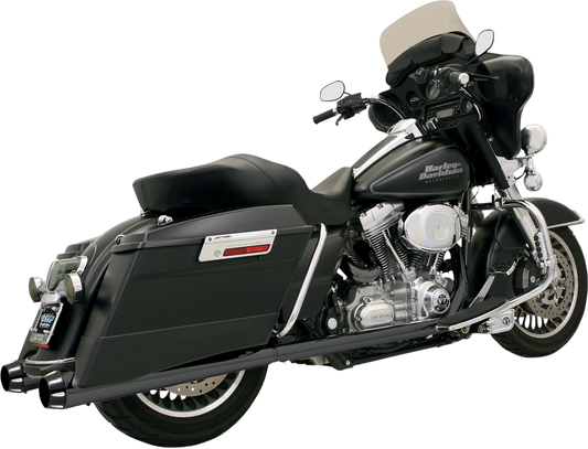 BASSANI XHAUST Megaphone Mufflers - Blk/Blk - Fluted - Performance Baffle FLH-517LRB