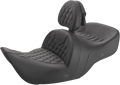 SADDLEMEN Roadsofa Seat - With Backrest - Full Lattice Stitch - Black - Heated - GL H01-07-182BRHCT