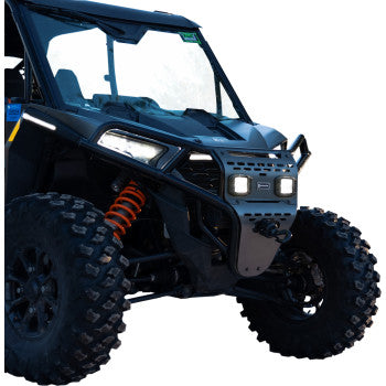 RAVEK Front Bumper/Skid Plate with White Lights - Black - RZR XP 1000 64-317BKL