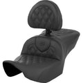 SADDLEMEN Roadsofa™ Seat - with Backrest - Lattice Stitch - Black - FL '23-'24 823-07-182BR