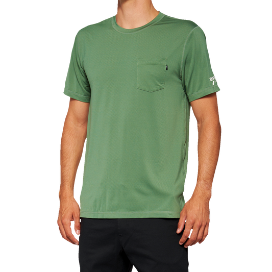 100% Mission Athletic T-Shirt - Olive - XL 20014-00018