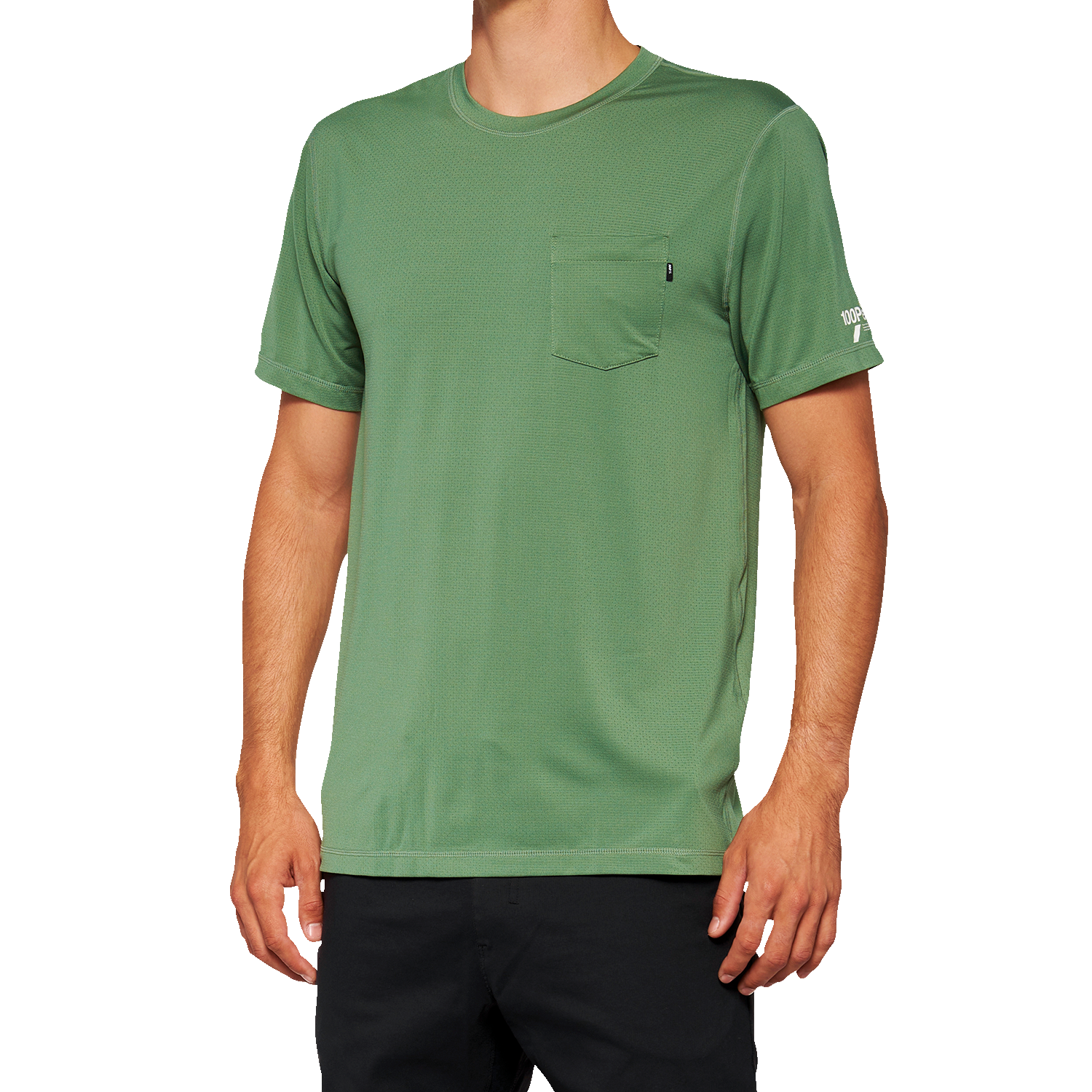 100% Mission Athletic T-Shirt - Olive - Large 20014-00017