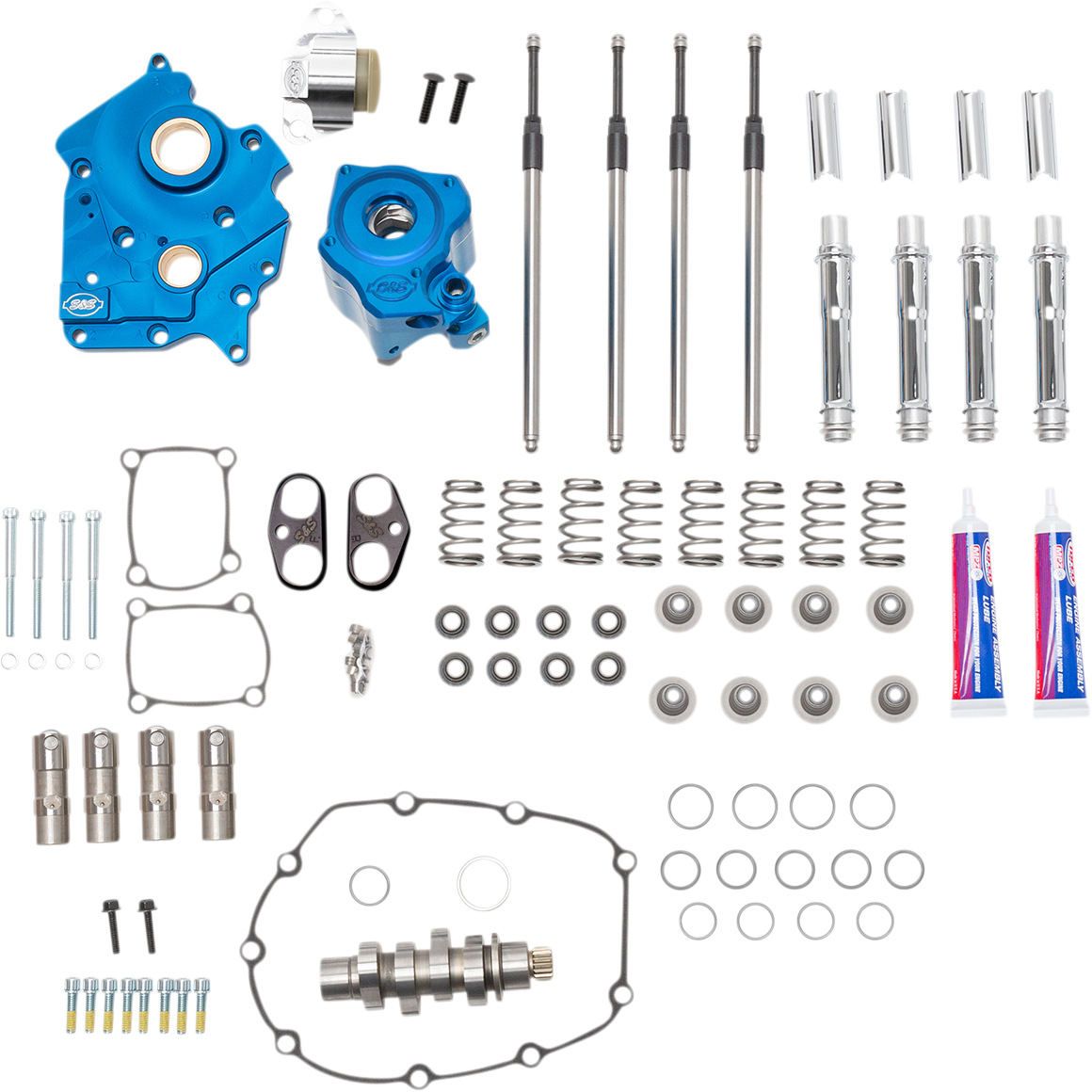 S&S CYCLE Cam Chest Kit with Plate M8 - Chain Drive - Water Cooled - 550 Cam - Chrome Pushrods 310-1080B