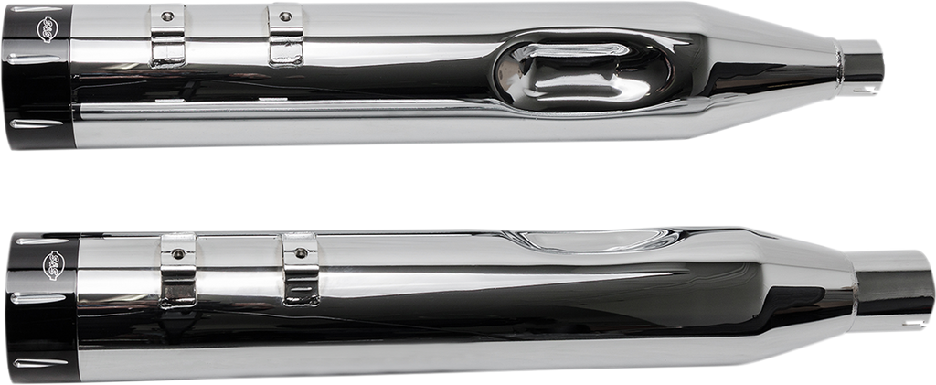 S&S CYCLE MK45 Mufflers - Chrome - Black Tracer S/B CHR W/BLK END CAPS 550-0668